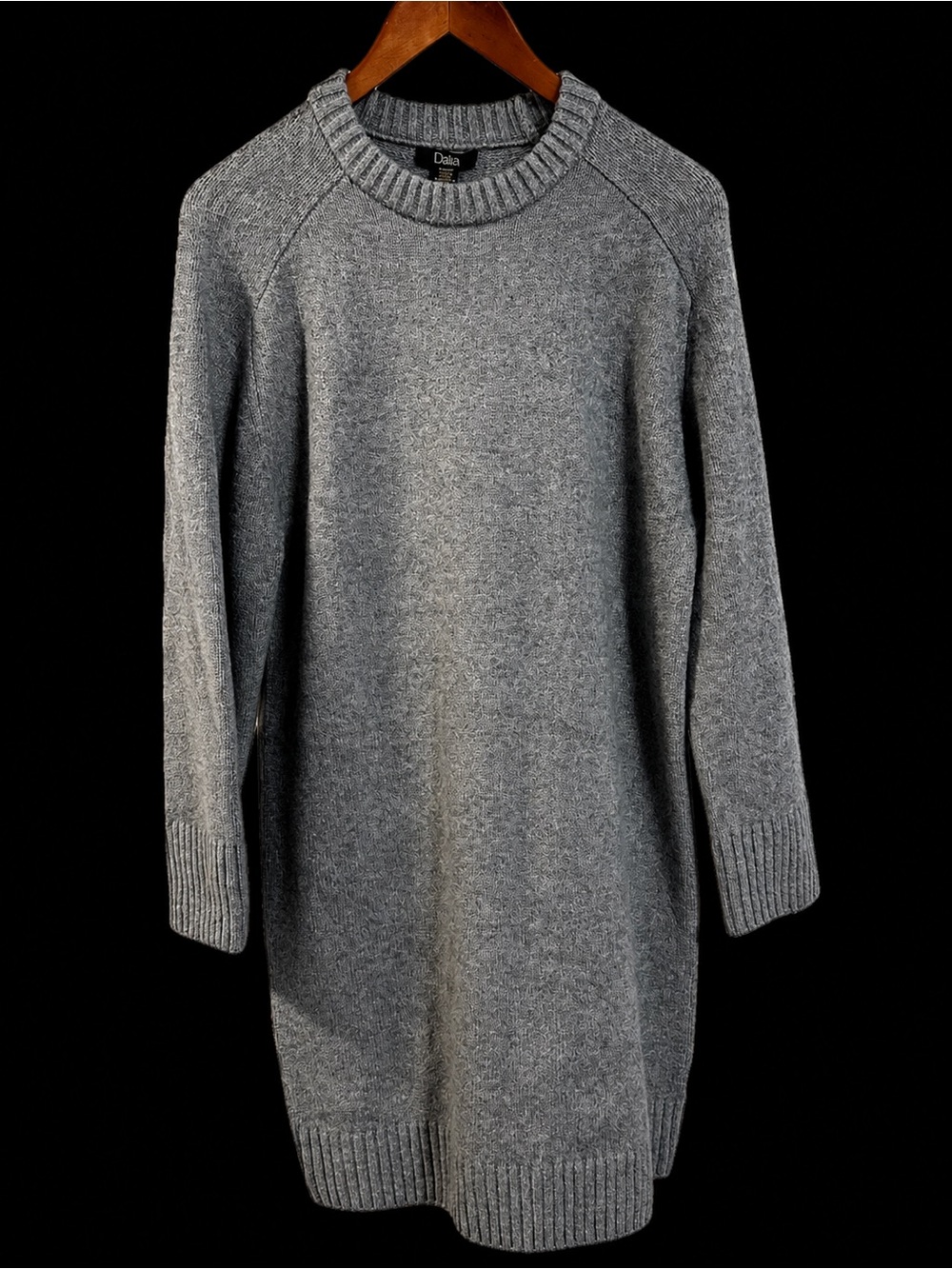 Dalia Gray Cashmere-Blend Crewneck Sweater Dress
